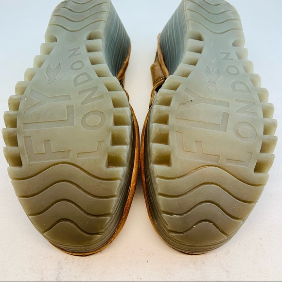 FLY London Yapi Metallic Ghillie Wedge Sandals 37 - Picture 9 of 12